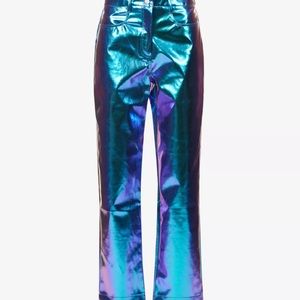 AMY LYNN
Metallic wide-leg high-rise faux-leather trousers